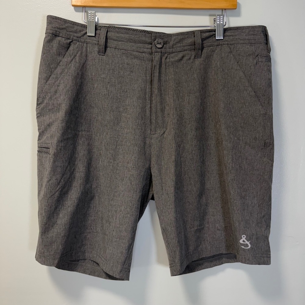 Hook Tackle Mens Hi-Tide Hybrid Shorts Gray Performance Fishing Size 36